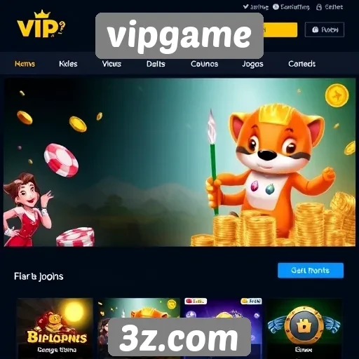 Análise da interface do site de jogos vipgame
